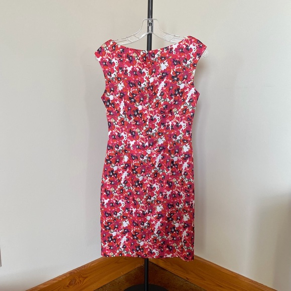 Ann Taylor Sleeveless Dress 2P Red/Black Floral - Picture 2 of 14
